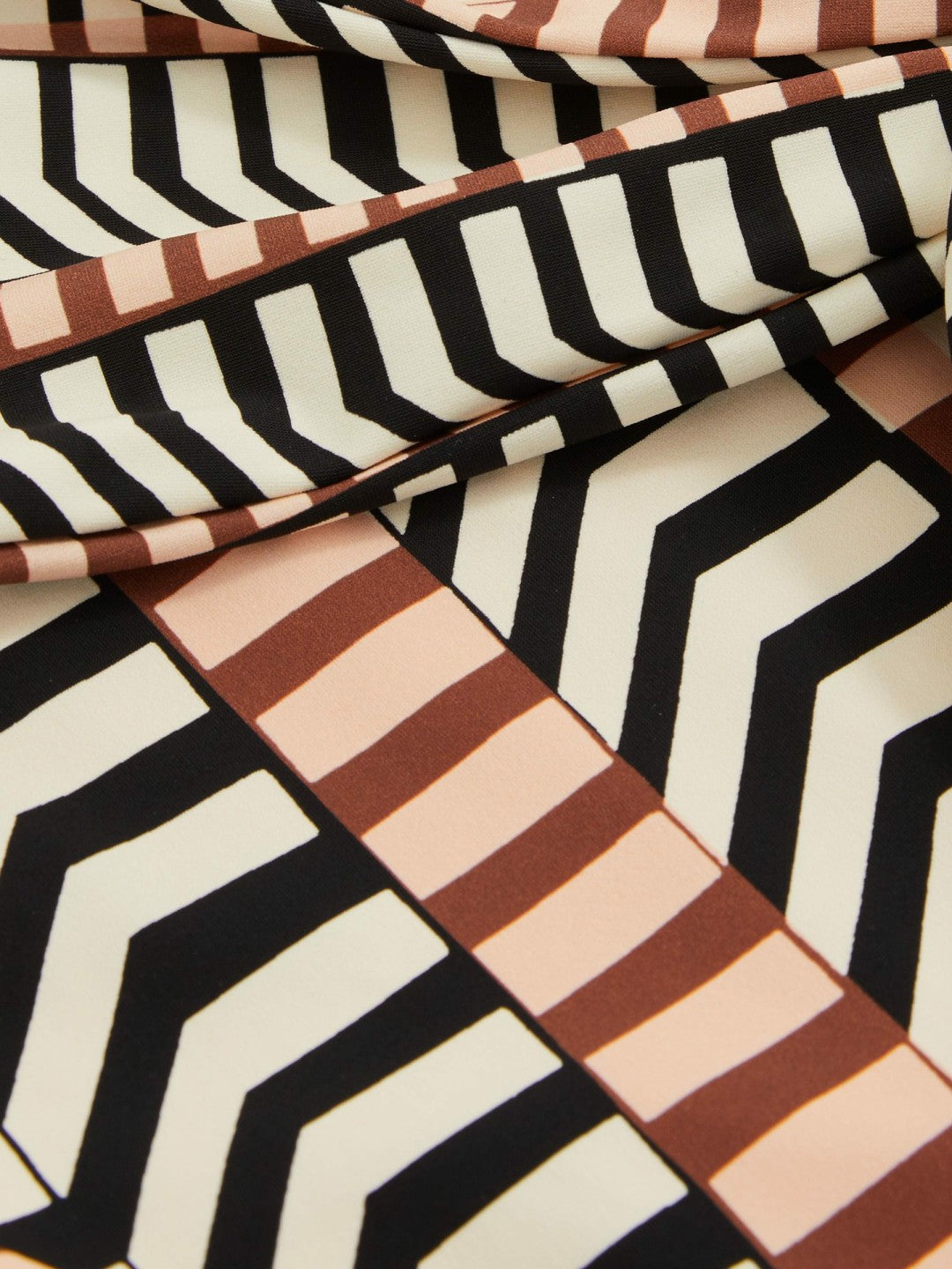 Reiss Chevron Stripe Plunge Swimsuit in Black/Brown