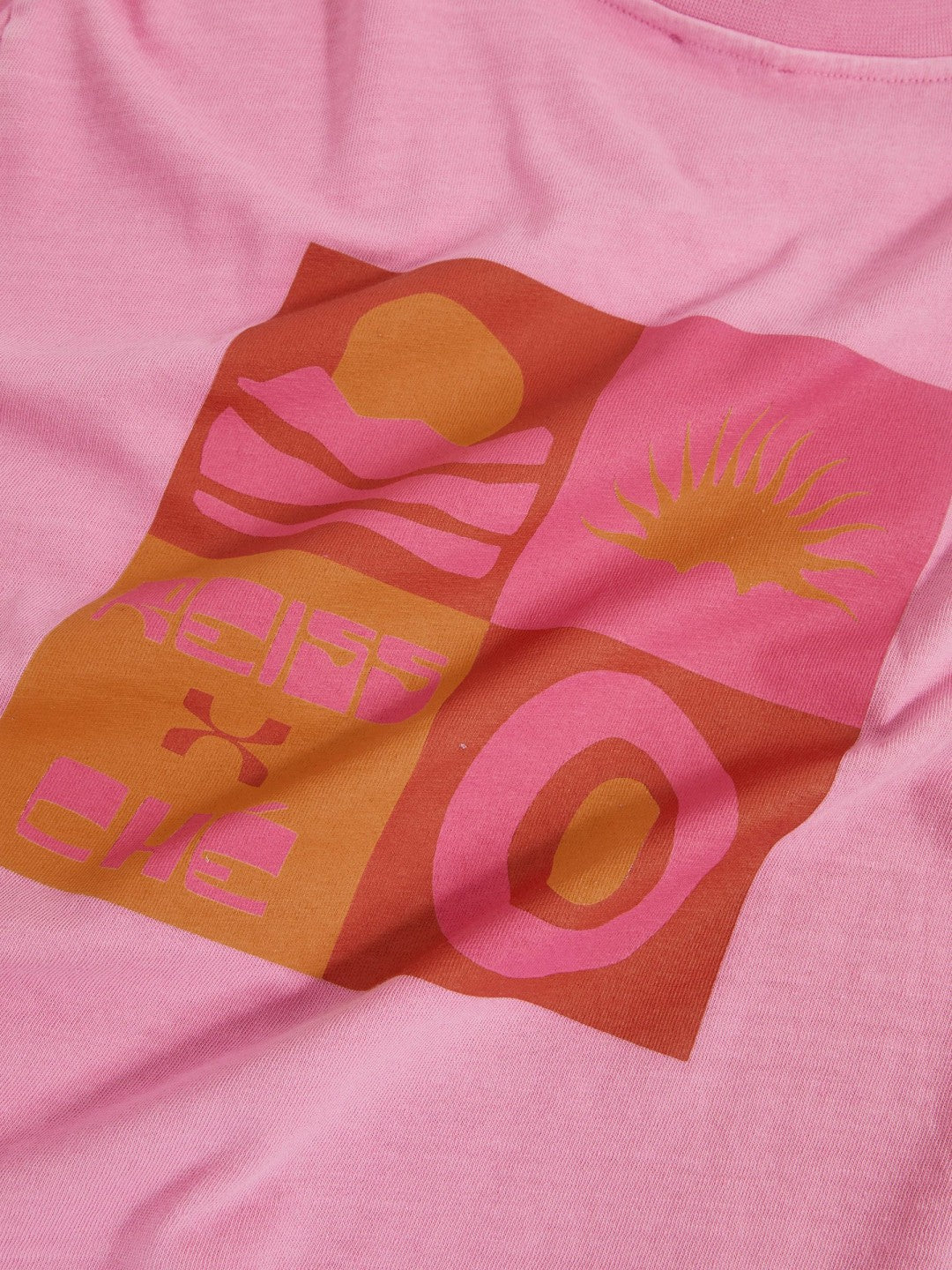 Reiss Best Seller - | Ché Cotton-Linen Sunset T-Shirt in Pink