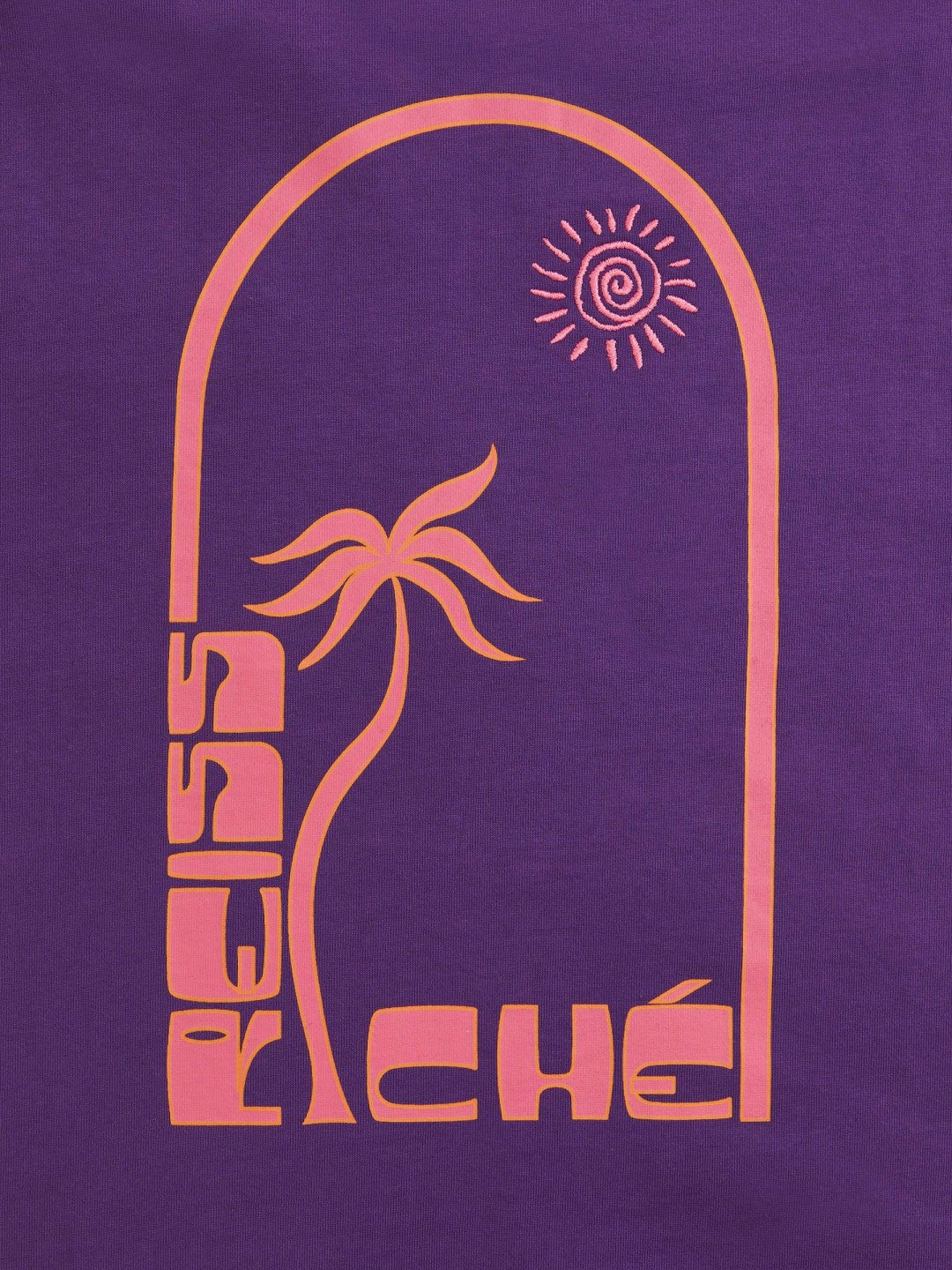Reiss Popular Choice - | Ché Cotton Palm-Print T-Shirt in Purple