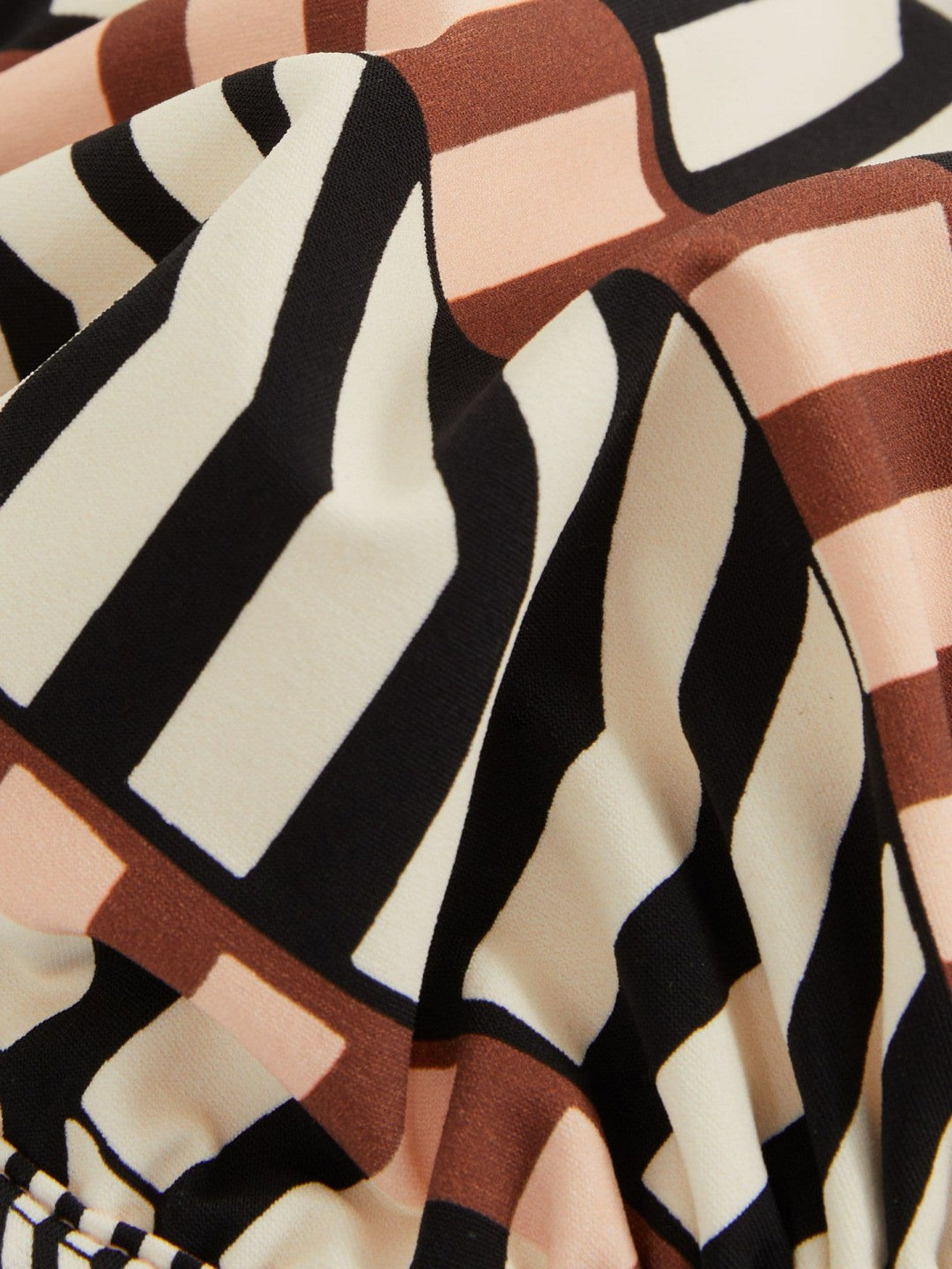 Reiss Chevron Stripe Underwired Bikini Top in Black/Brown