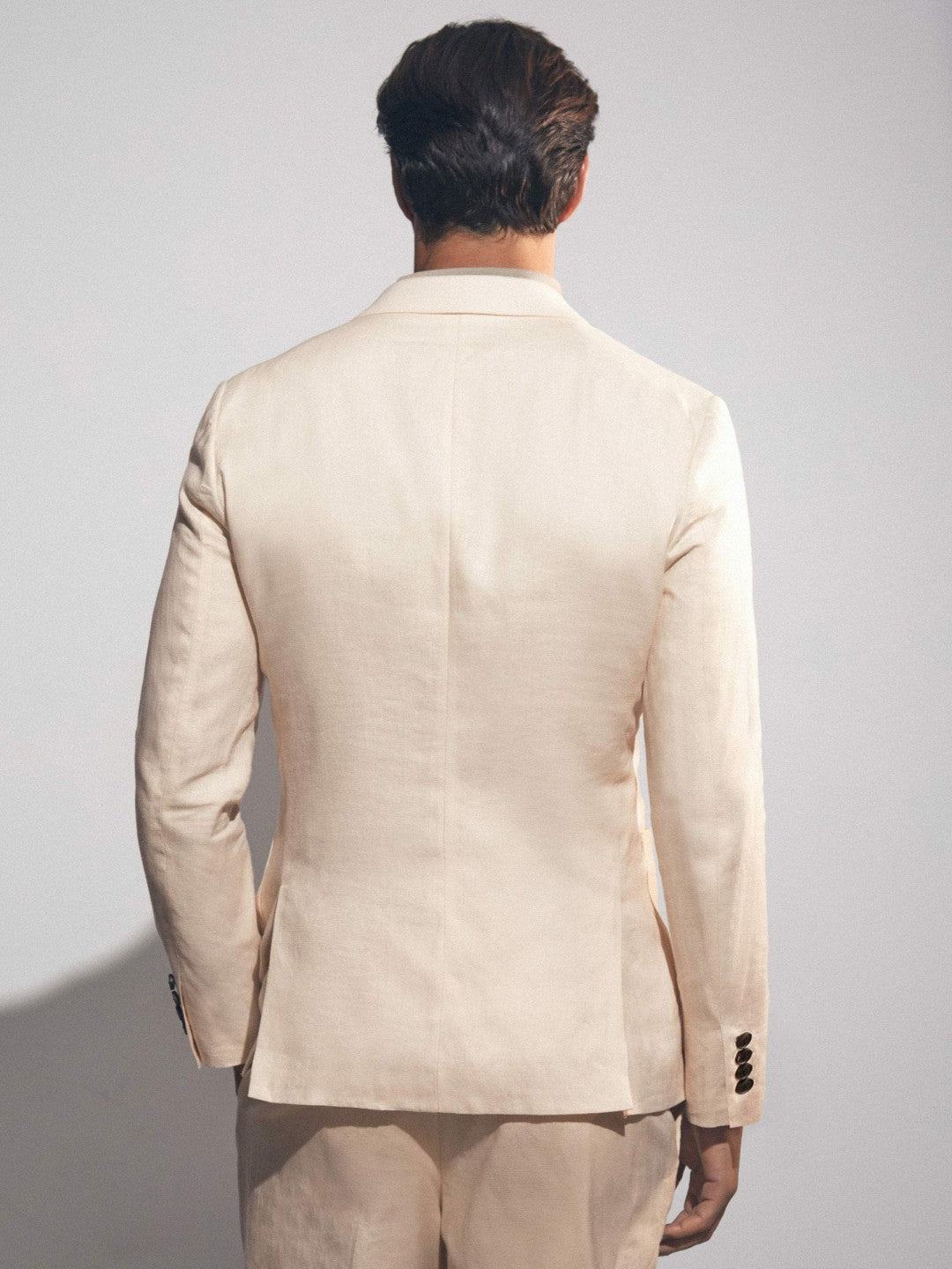 Reiss Sale - Linen Double-Breasted Suit Slim-Fit Blazer in Stone