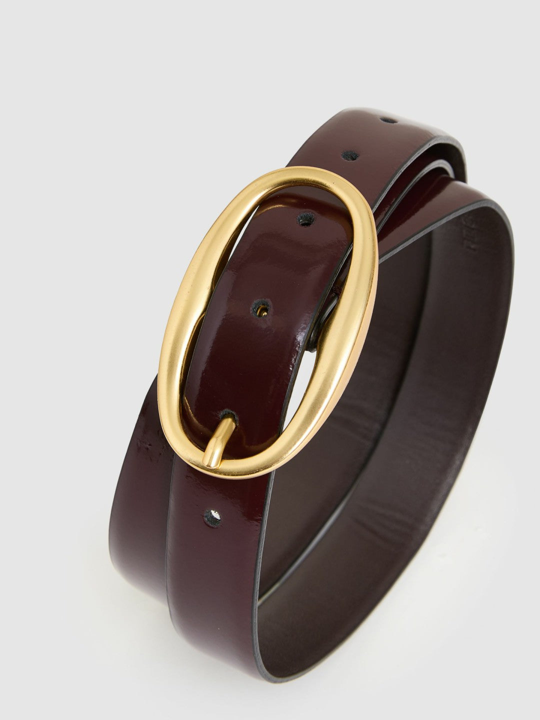 Reiss Patent Leather Oval Buckle Belt in Oxblood