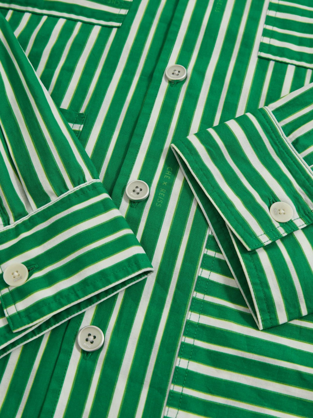 Reiss Affordable - | Ché Poplin Stripe Pocket Shirt in Bright Green/White