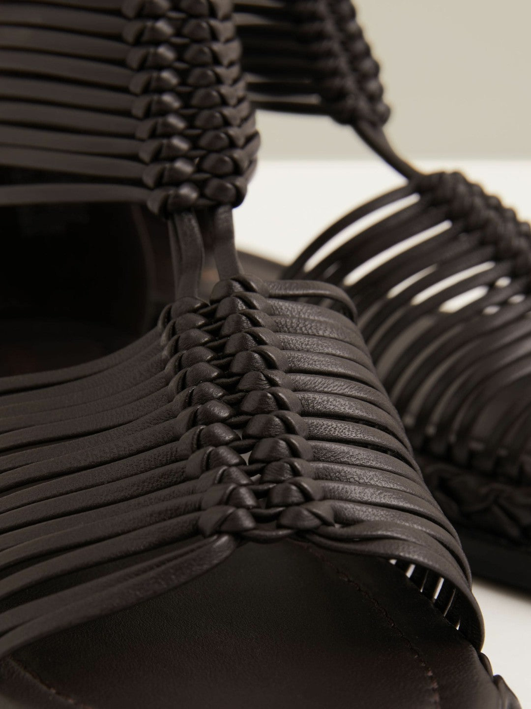 Reiss Leather Gladiator Sandals in Chocolate
