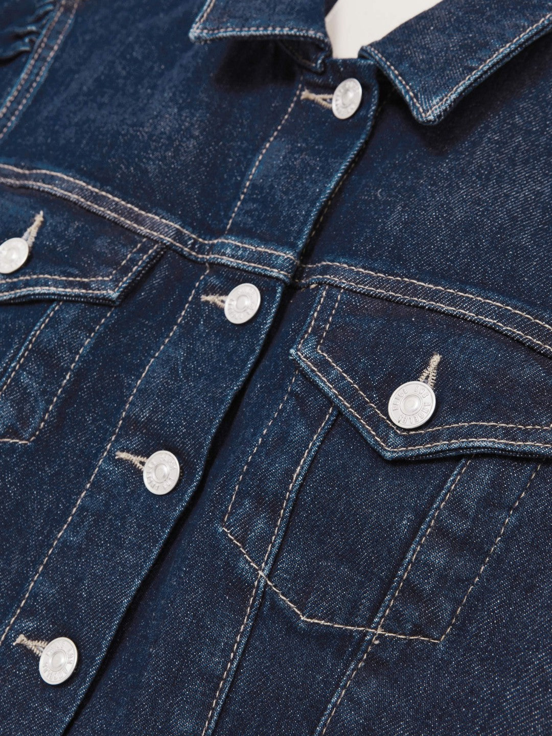 Reiss Paige Puff-Sleeve Short Denim Jacket in Emberlynn Blue