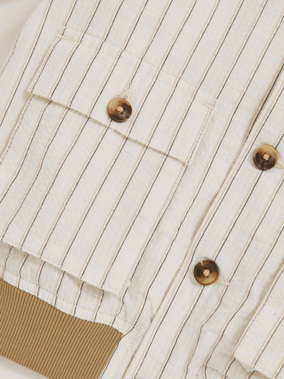 Reiss 13-14 yrs Cotton Pinstripe Harrington Jacket in Off White/Taupe Brown