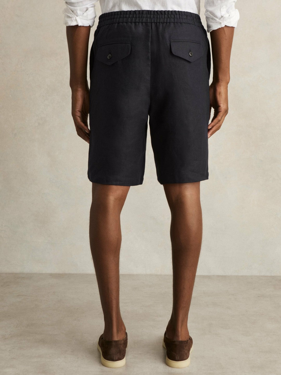 Reiss Value - Linen Drawstring Shorts in Navy