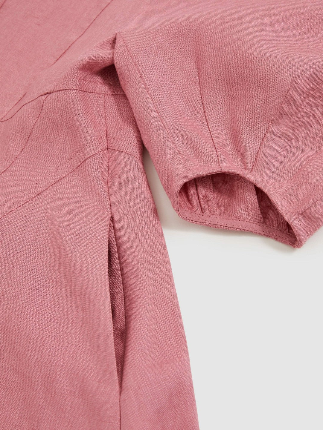 Reiss 13-14 yrs Linen Balloon-Sleeve Dress in Pink