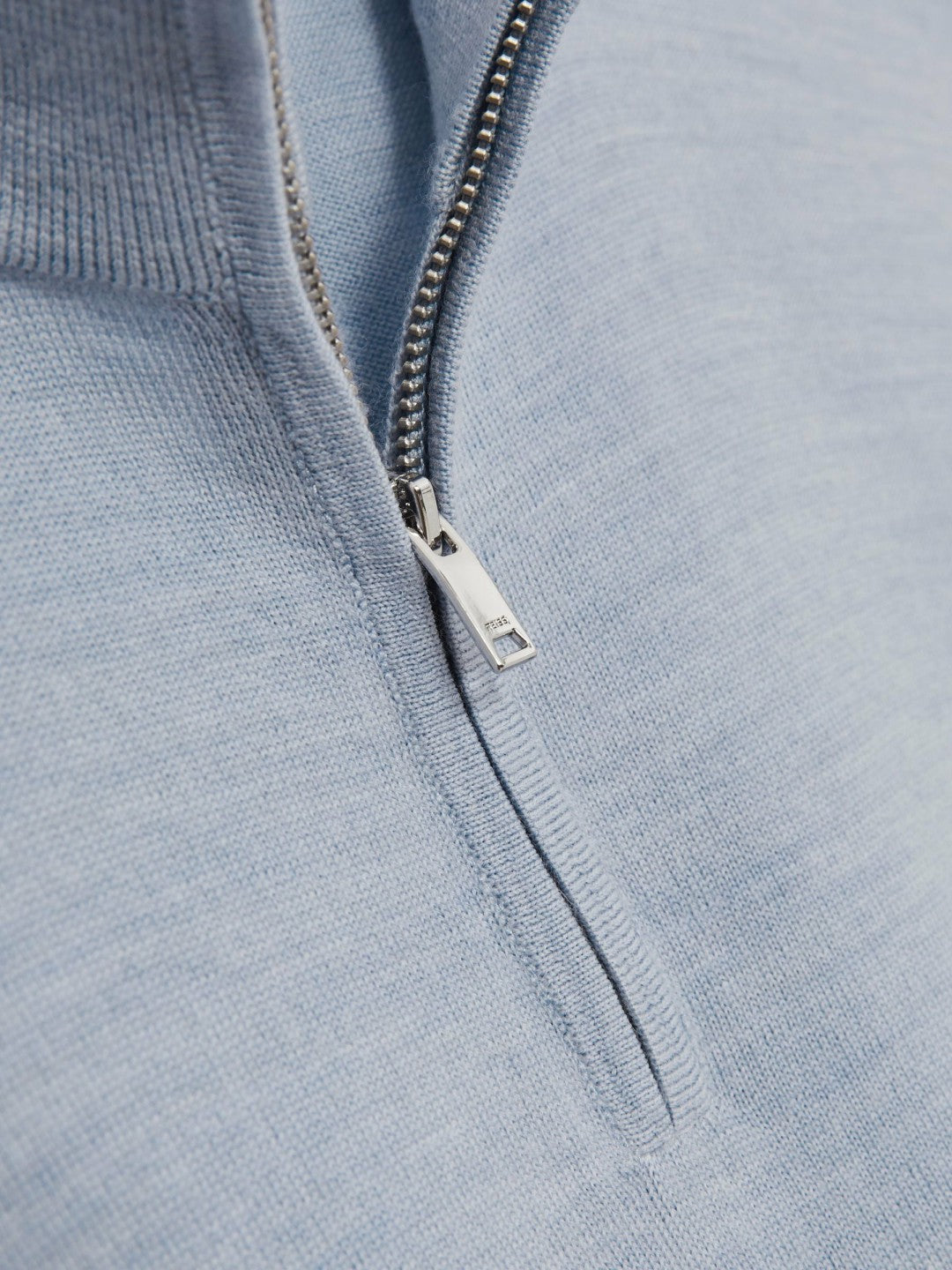 Reiss Merino Wool Half-Zip Jumper in Soft Blue