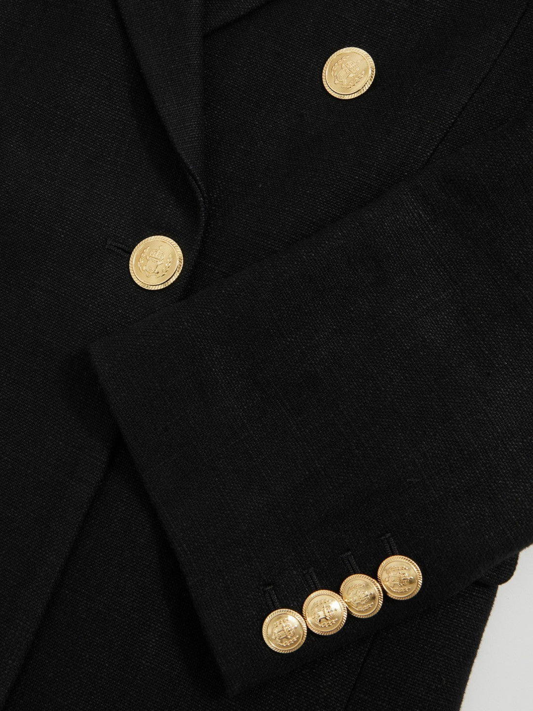 Reiss Petite Oversized Double-Breasted Blazer Linen-Blend in Black