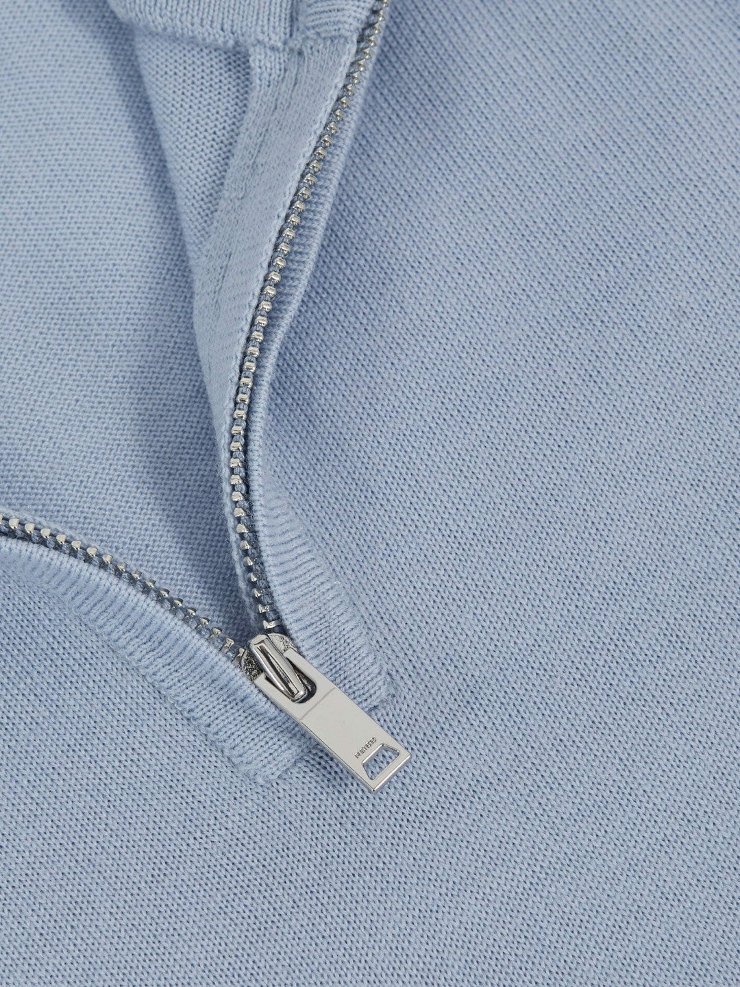 Reiss Deal - 9-13 yrs Merino Wool Half-Zip Funnel Neck Jumper in Soft Blue Melange