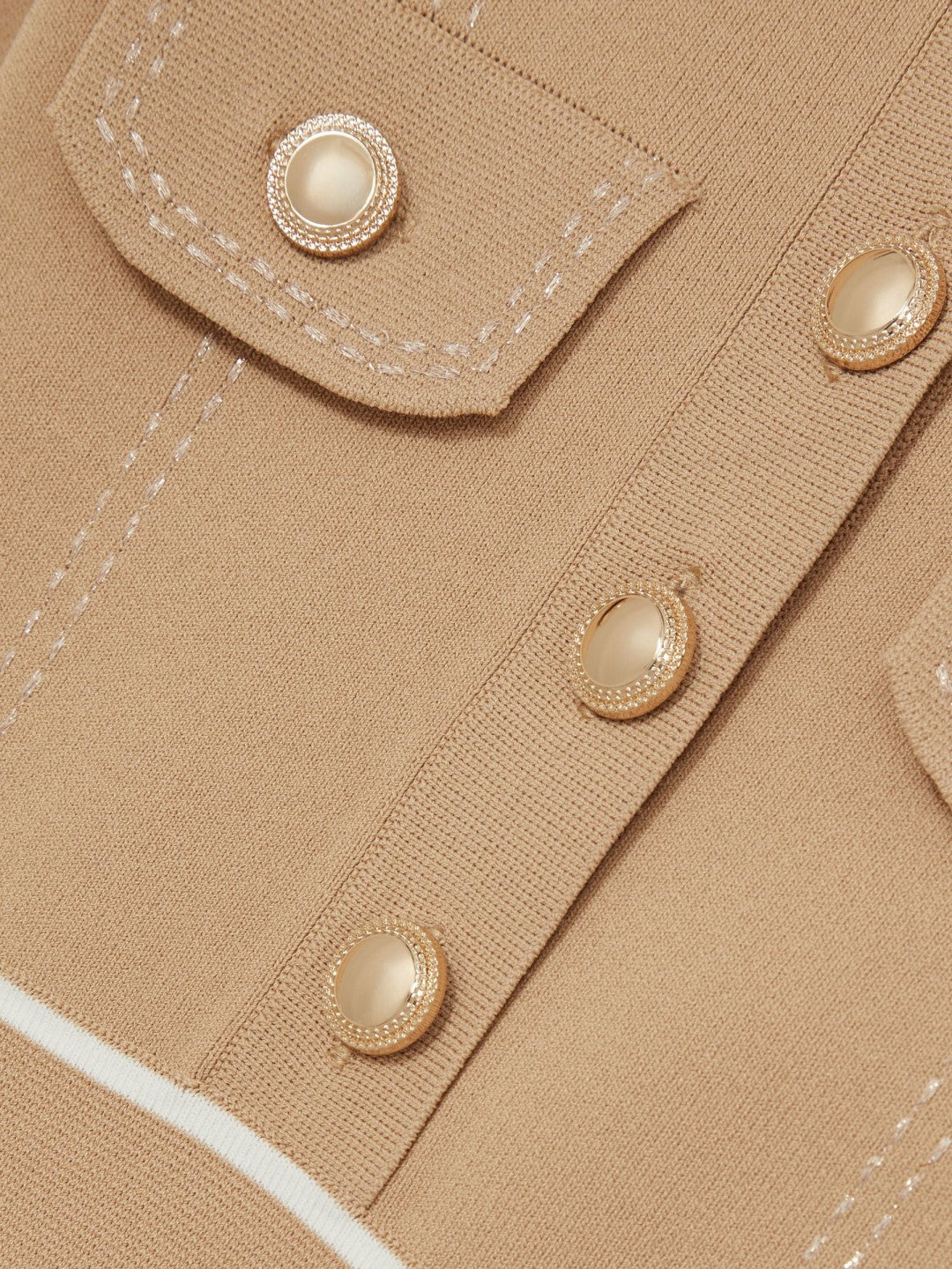 Reiss 3-9 yrs Button-Detail Stripe Knitted Dress in Camel
