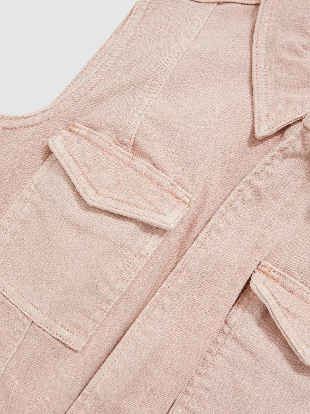 Reiss Good American Denim Zipped Mini Dress in Petal Pink