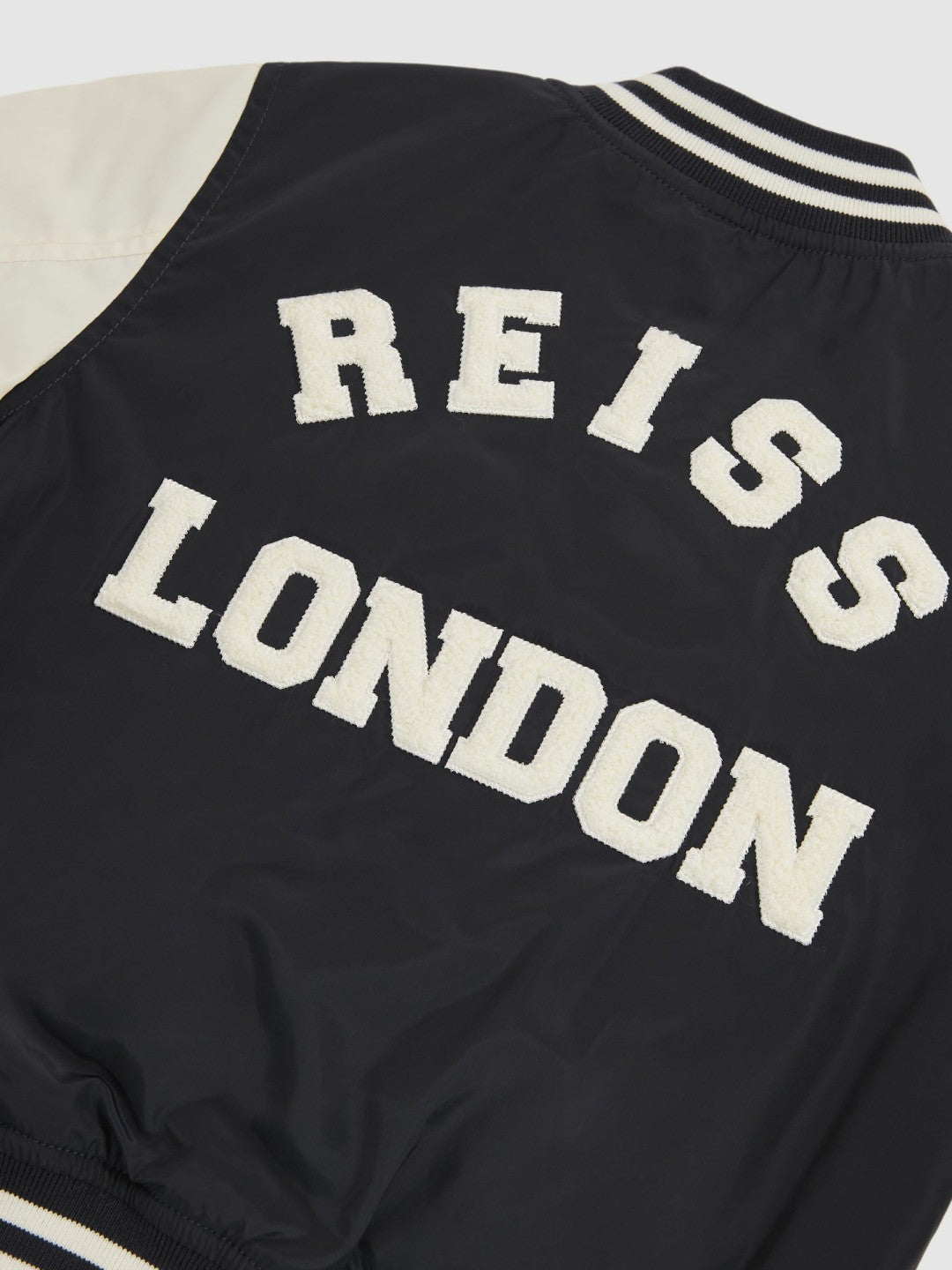 Reiss Featured - 13-14 yrs Colour-Block Varsity Bomber Jacket in Navy/ Off White