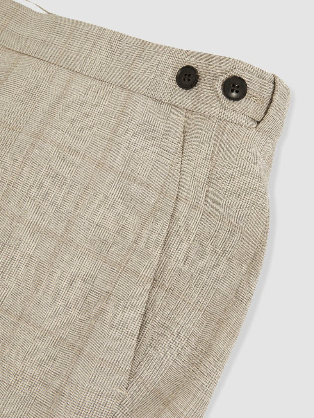 Reiss Affordable - Slim-Fit Wool Check Suit Trousers in Oatmeal Brown