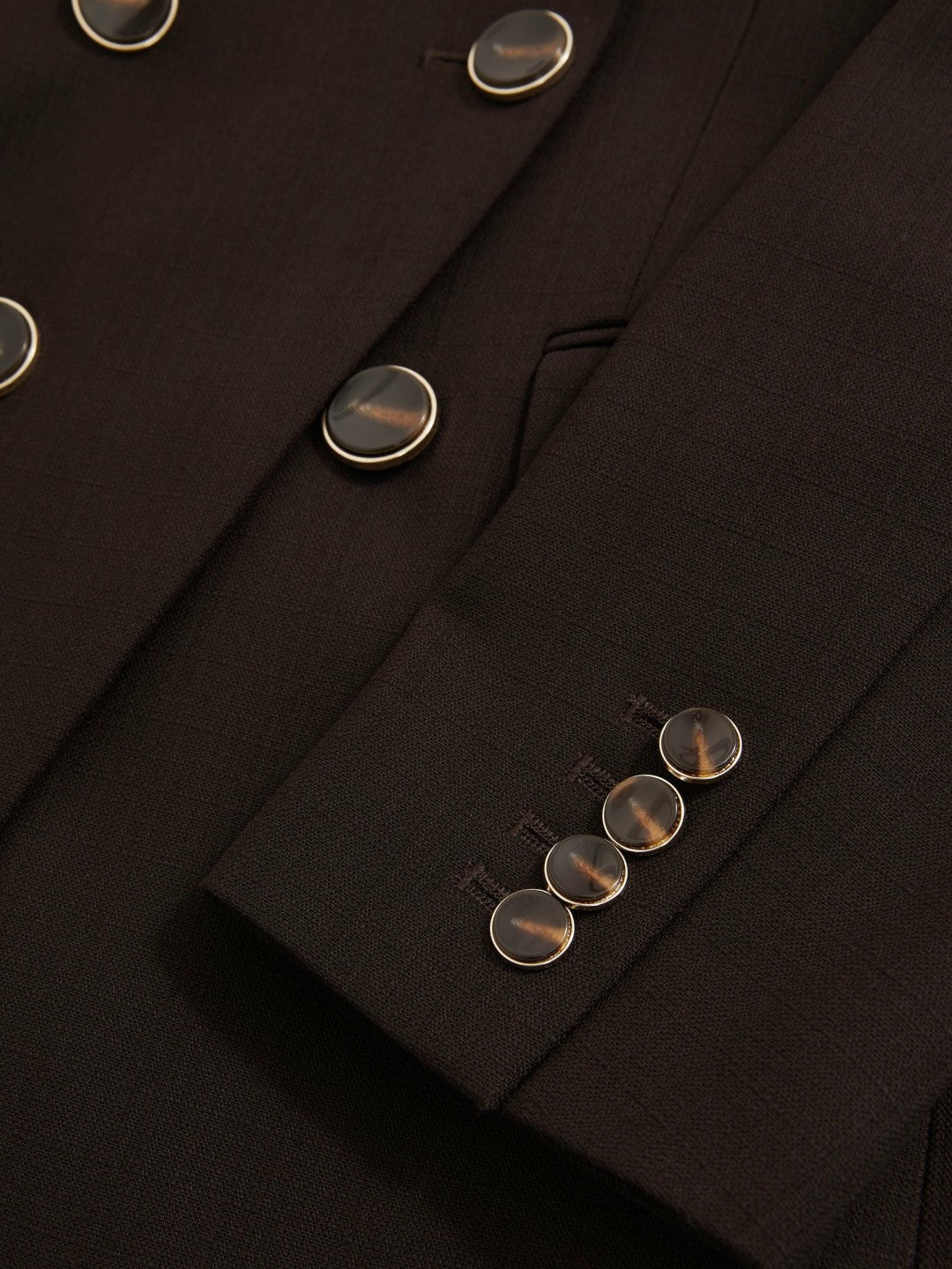 Reiss Wool-Blend Double-Breasted Blazer in Chocolate Brown