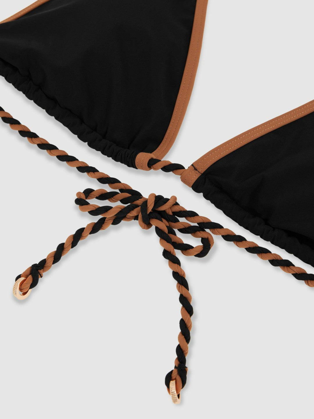 Reiss Deal - Triangle Twist-Strap Bikini Top in Black/Brown
