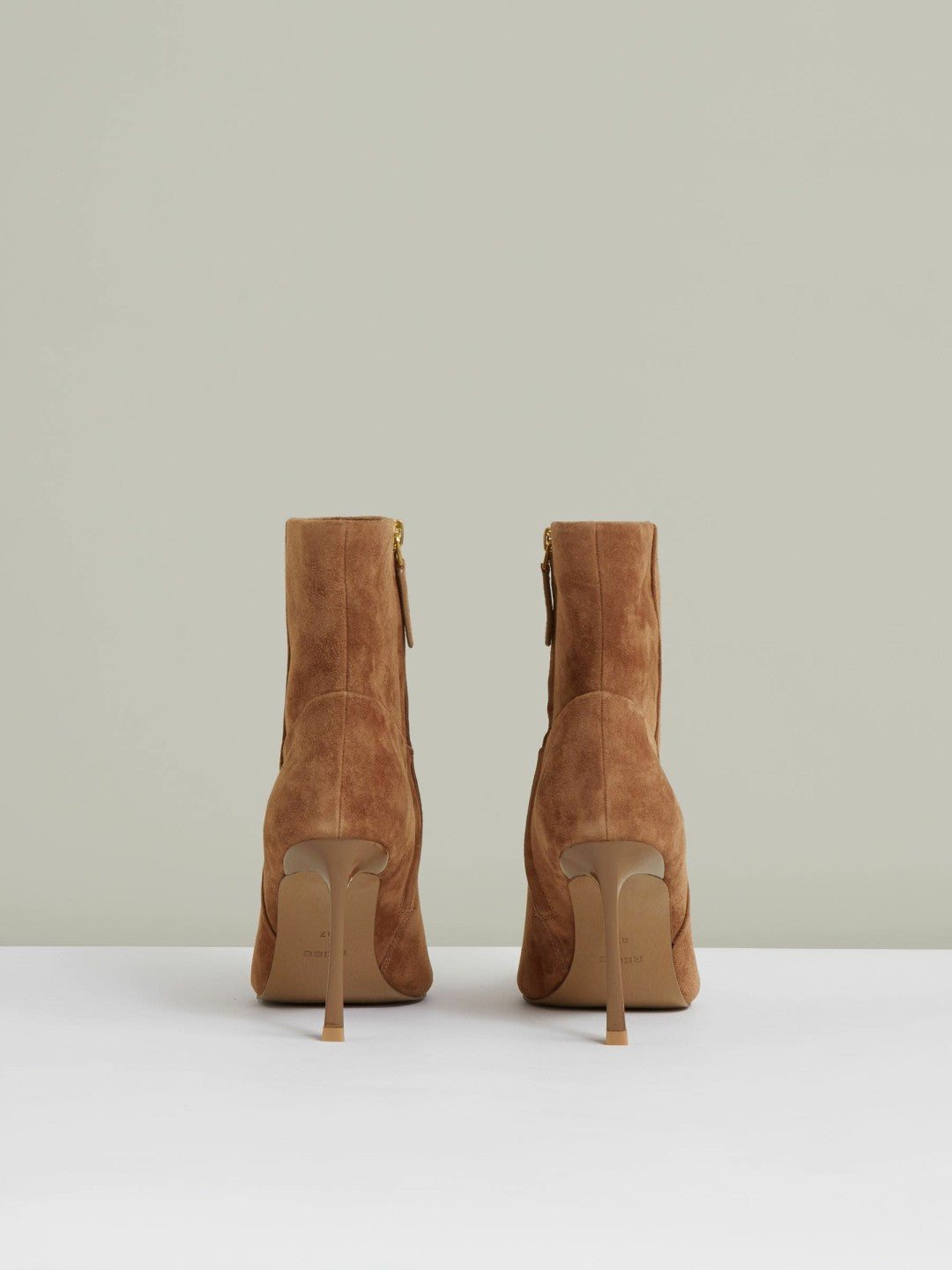 Reiss Suede High Heeled Ankle Boots in Tan