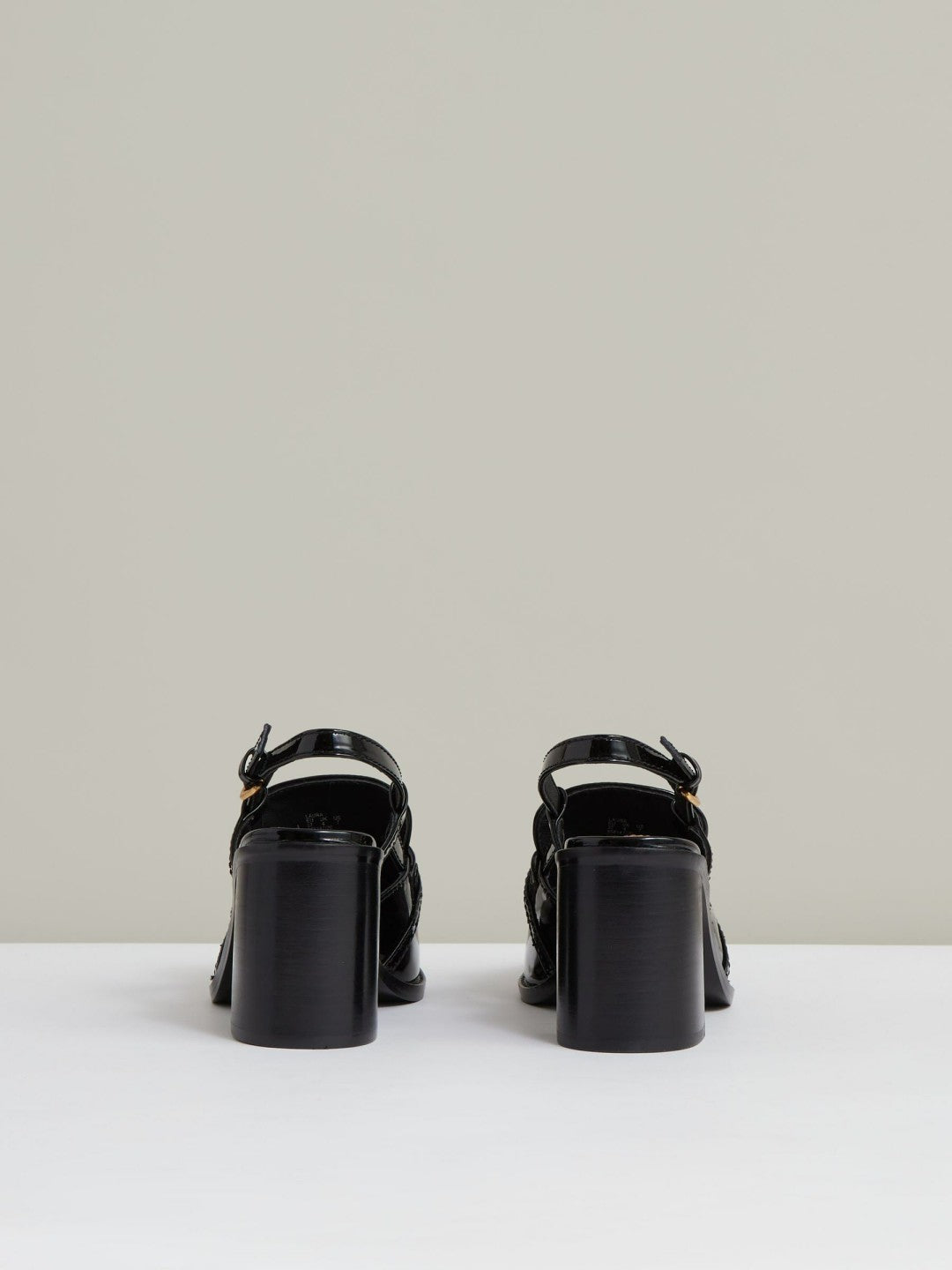 Reiss Patent Leather Slingback Heeled Loafers in Black