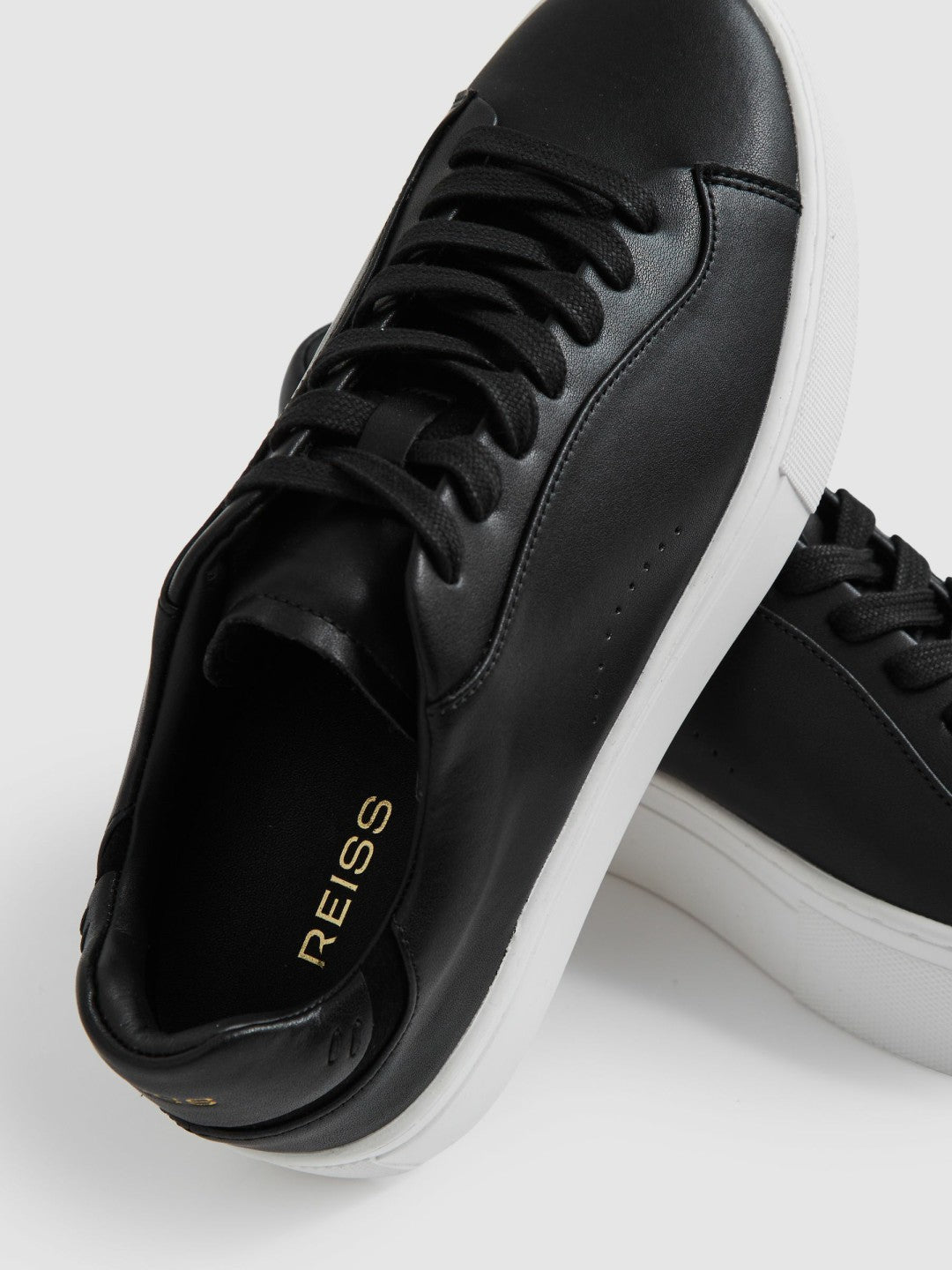 Reiss Leather Low-Top Trainers in Black