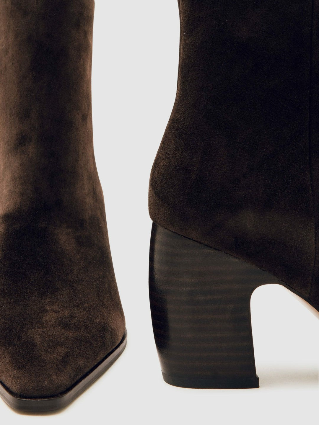 Reiss Suede Block-Heel Ankle Boots in Chocolate