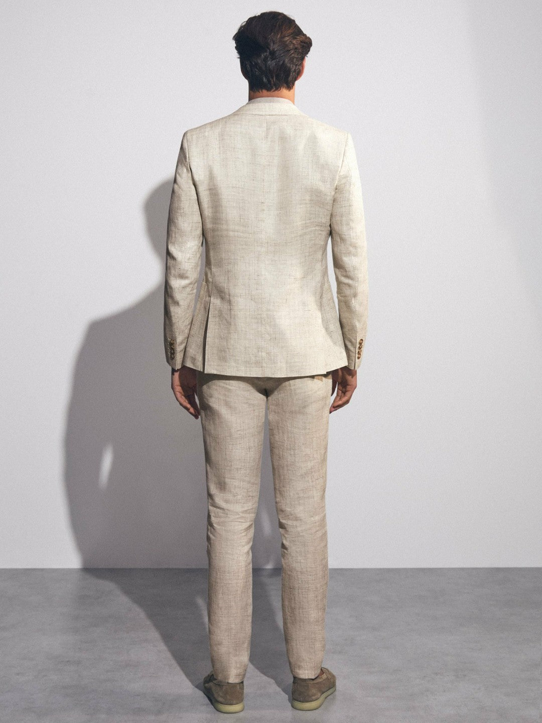 Reiss Linen-Cotton Slim-Fit Suit Trousers in Stone