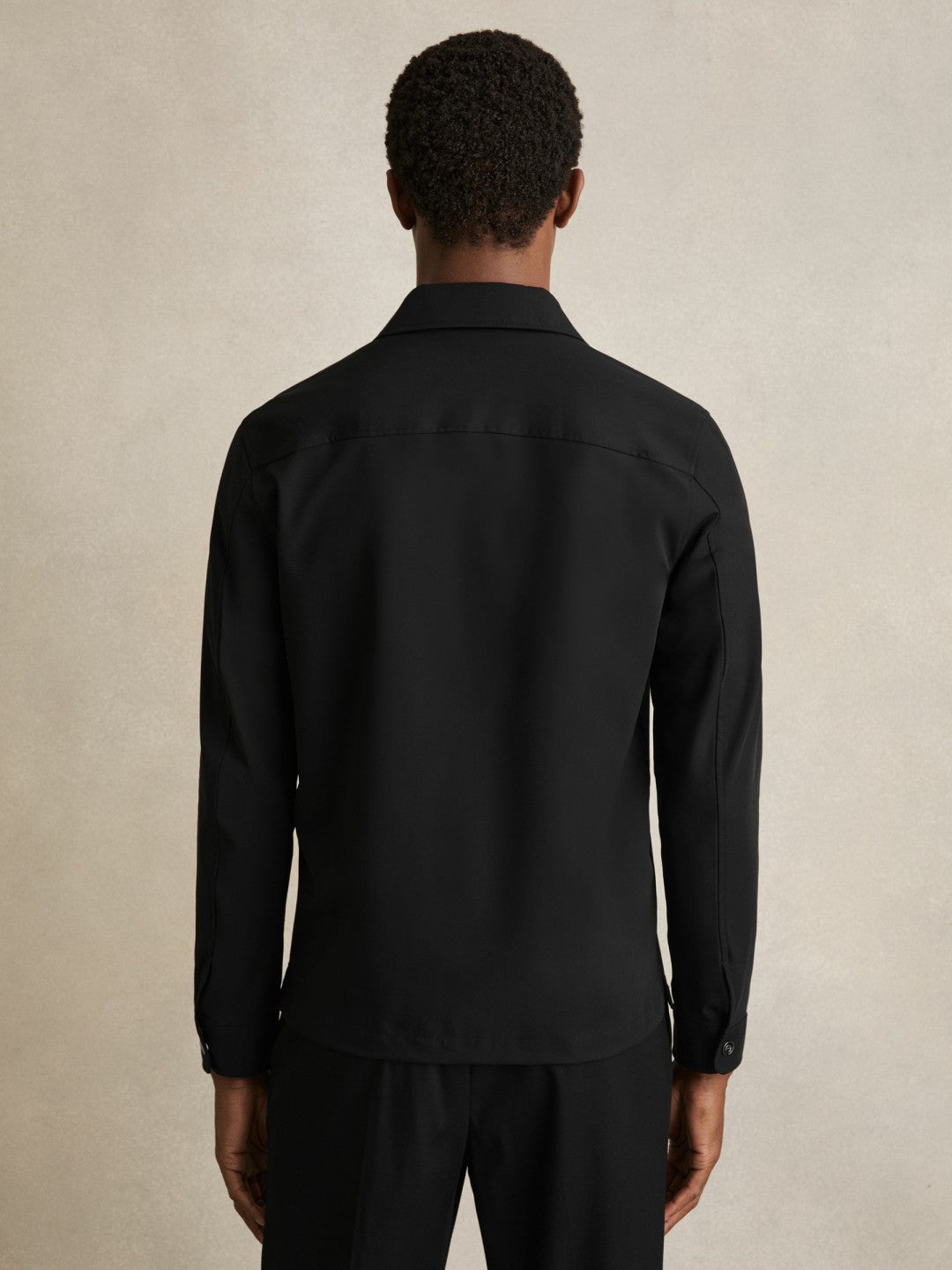 Reiss Technical Zip-Through Overshirt in Black
