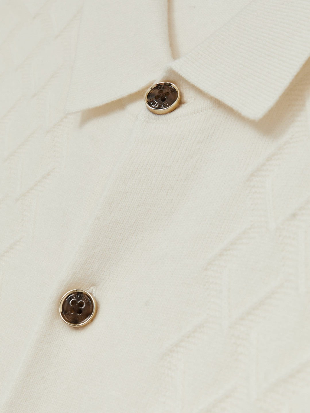 Reiss Wool V-Stitch Button-Through Cardigan in Off White