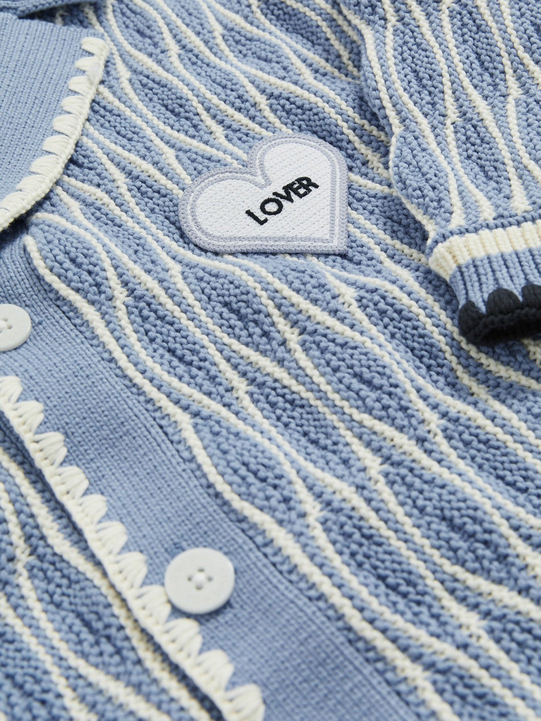 Reiss Tom Daley Wave-Knit Shirt in Soft Blue/White