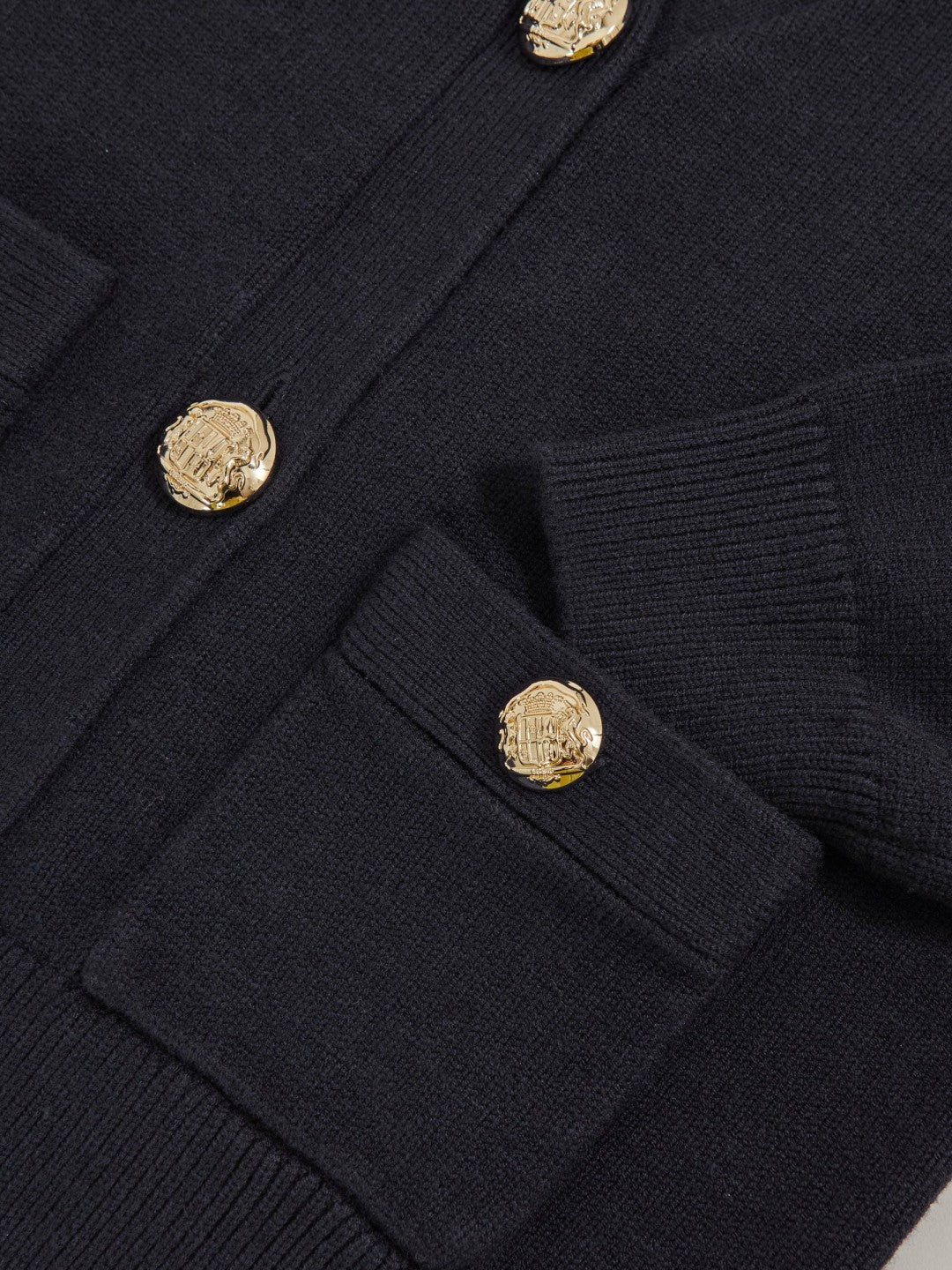 Reiss Offer - 3-9 yrs Knitted Embossed-Button Cardigan in Navy