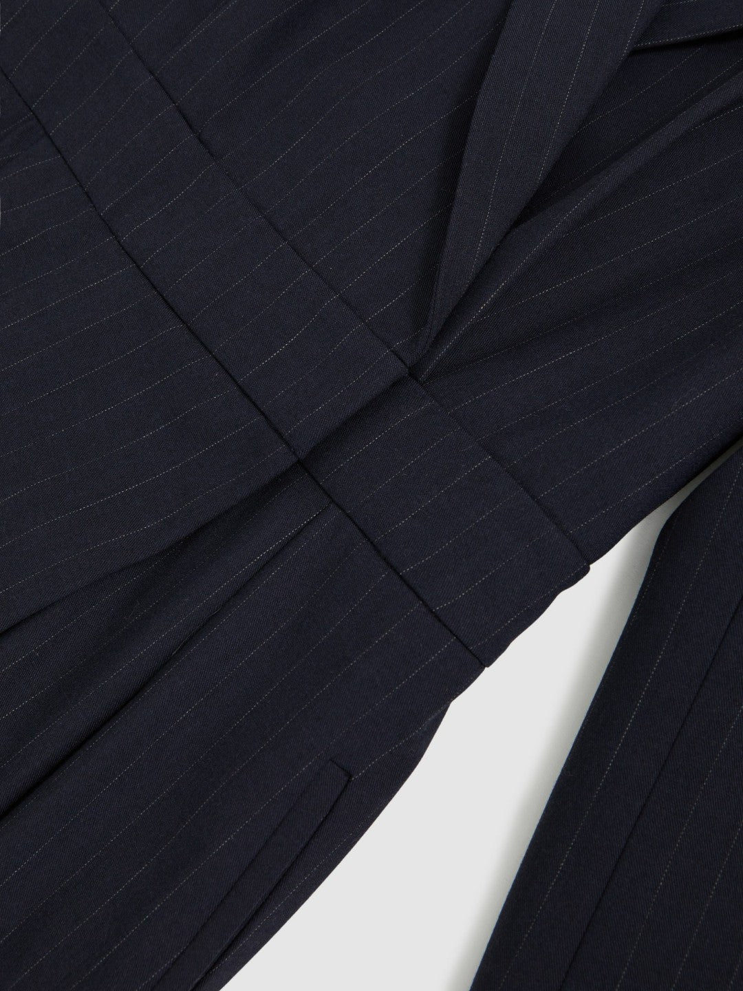 Reiss Pinstripe Tailored Wide-Leg Jumpsuit with Wool in Navy