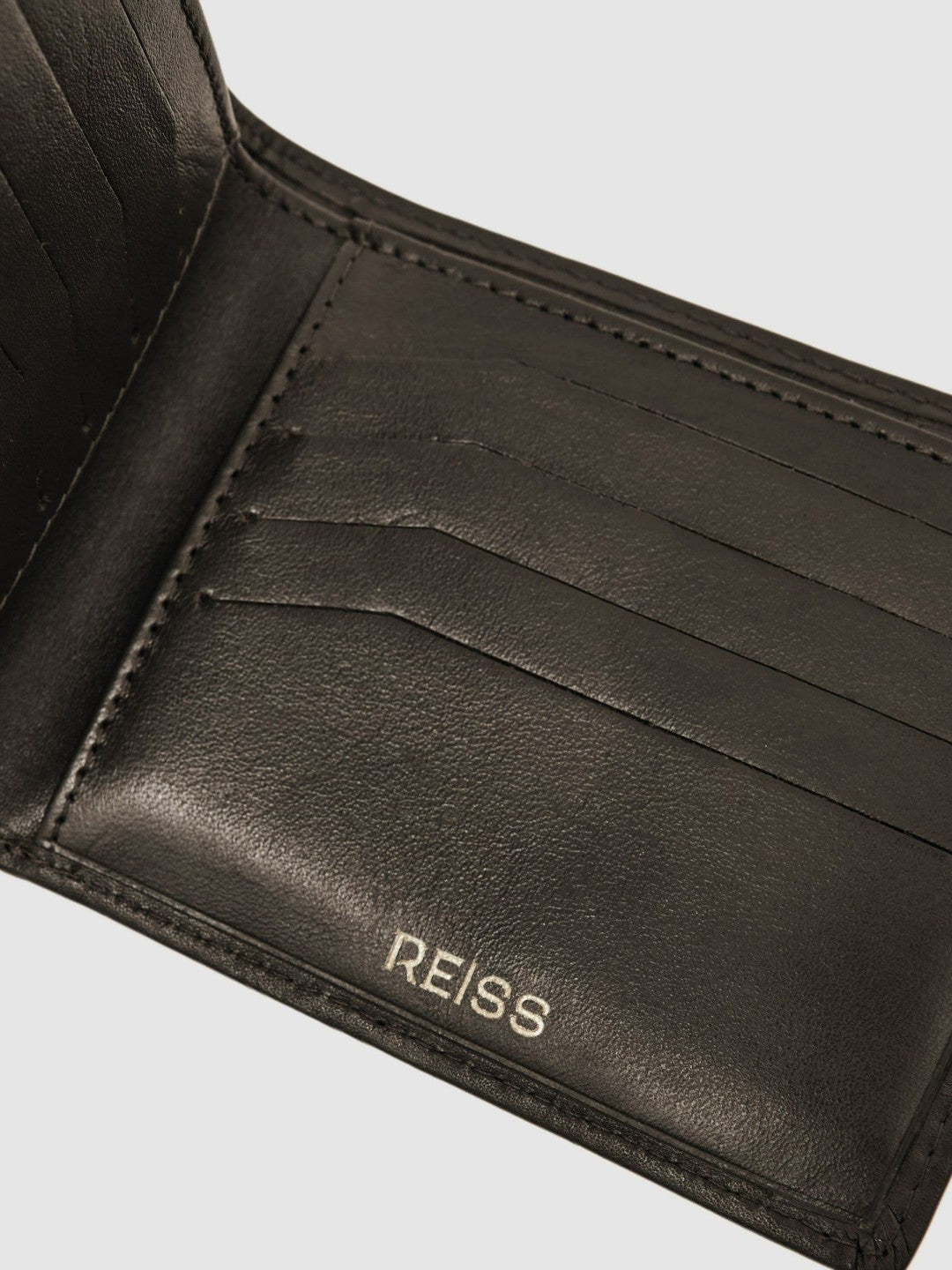 Reiss Leather Large Lattice-Effect Wallet in Dark Brown