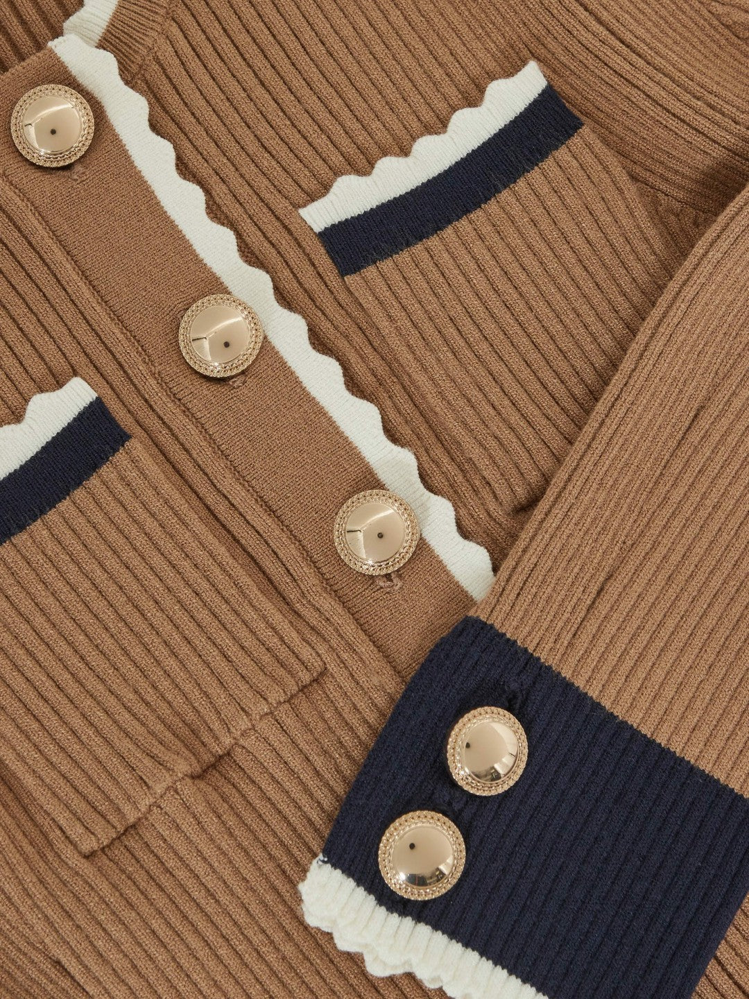 Reiss 3-9 yrs Scallop-Trim Rib-Knit Dress in Camel