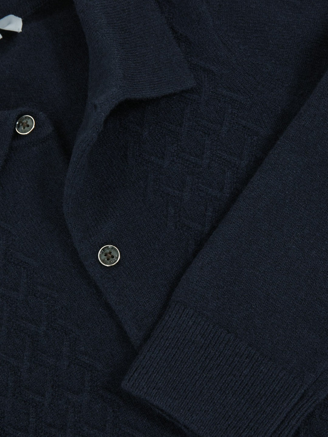 Reiss 3-9 yrs Wool V-Stitch Button-Through Cardigan in Navy Blue