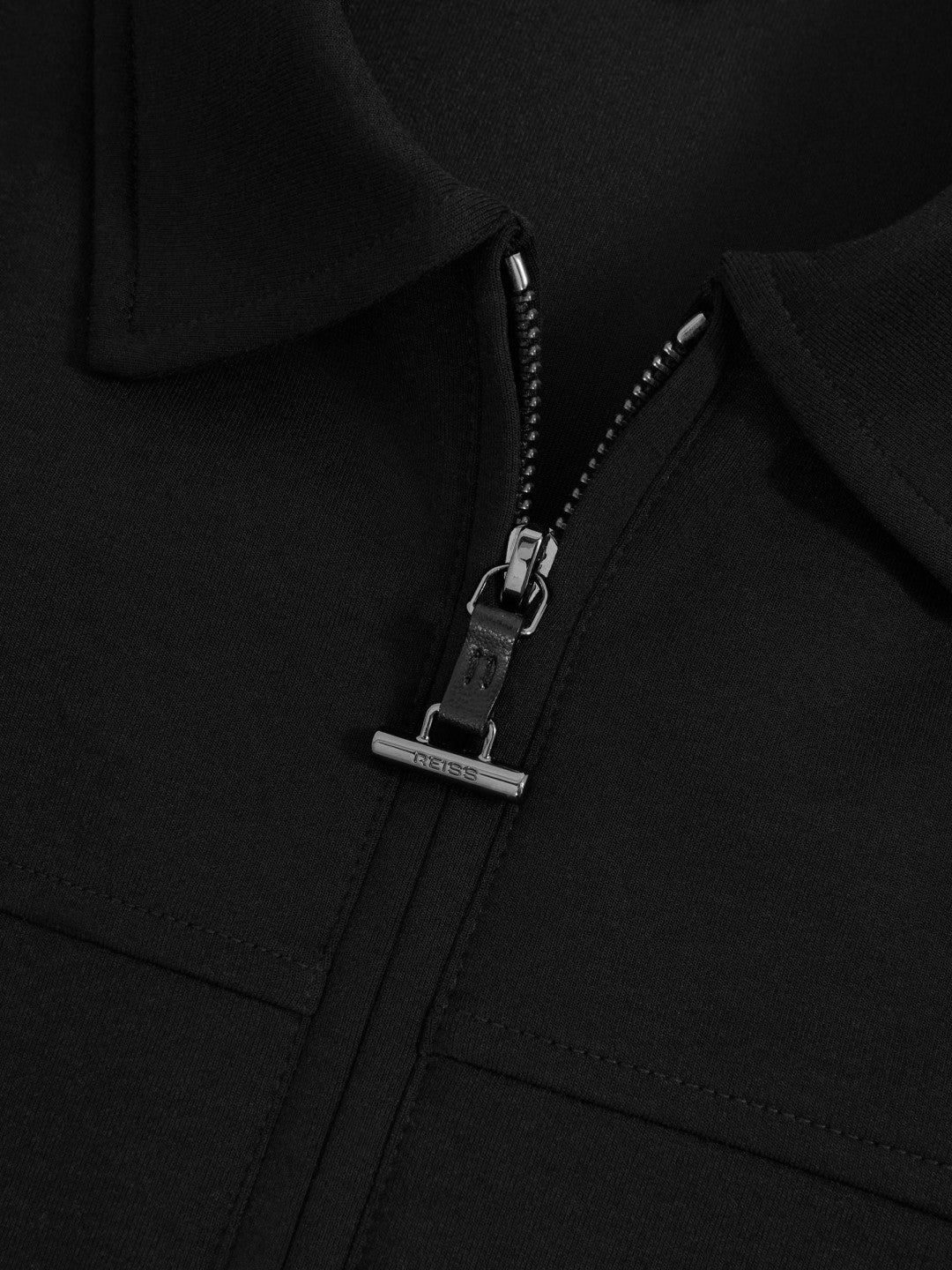 Reiss Interlock Zip Through Overshirt in Black