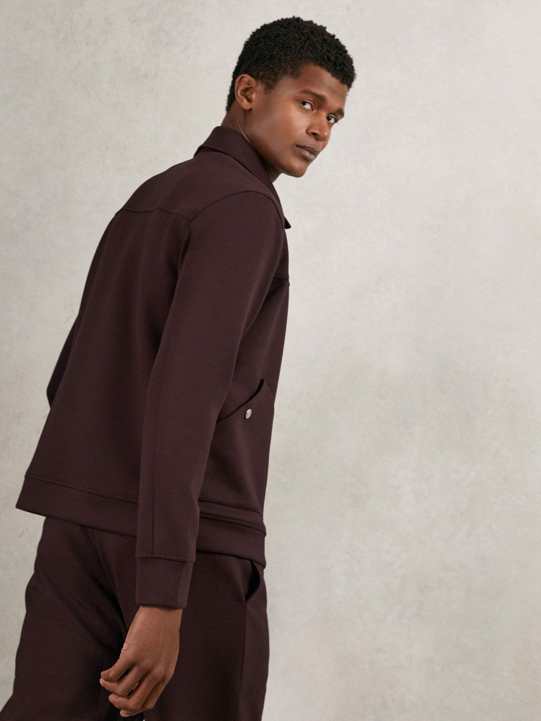 Reiss Interlock Zip Through Overshirt in Cherry Red