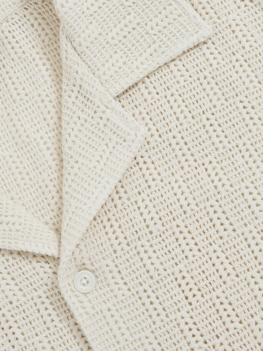 Reiss Featured - Cotton-Blend Crochet Shirt in Off White