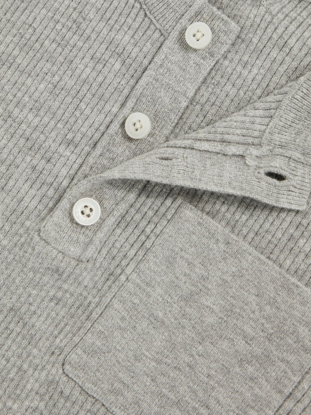 Reiss 3-9 yrs Cotton-Blend Rib-Knit Henley Top in Mid Grey Melange