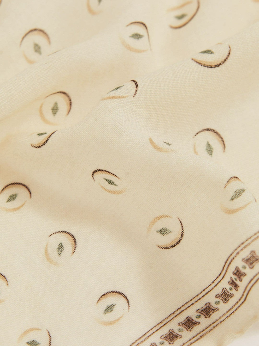 Reiss Sale - Wool Motif Print Pocket Square in Off White