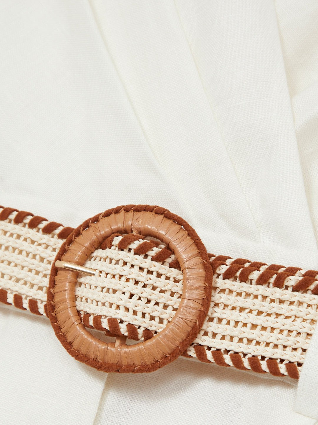 Reiss Linen Belted Sleeveless Wrap Playsuit in Cream