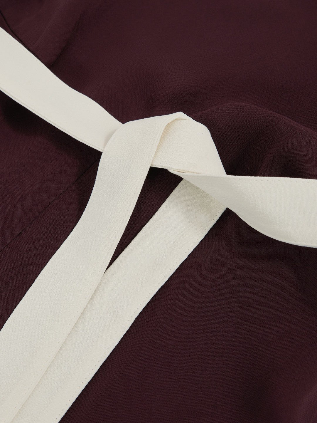 Reiss Petite Colourblock Wide Leg Belted Jumpsuit in Burgundy/Cream