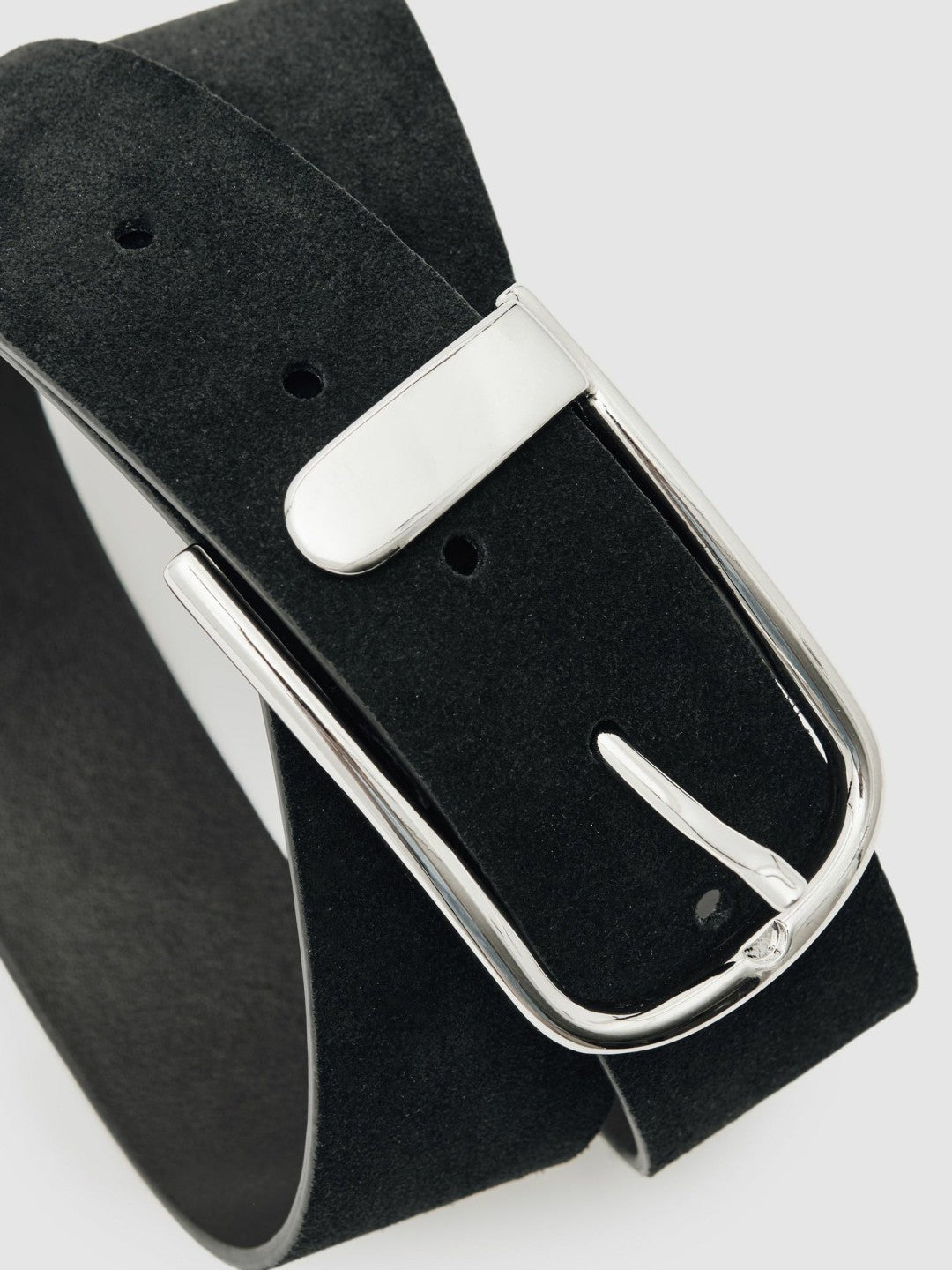 Reiss Popular Choice - Suede Half-Keeper Belt in Black