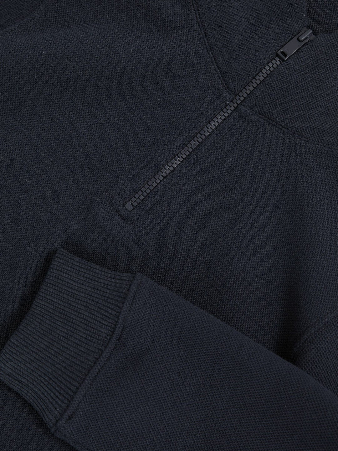 Reiss 3-9 yrs Textured Half-Zip Sweatshirt with Cotton in Navy