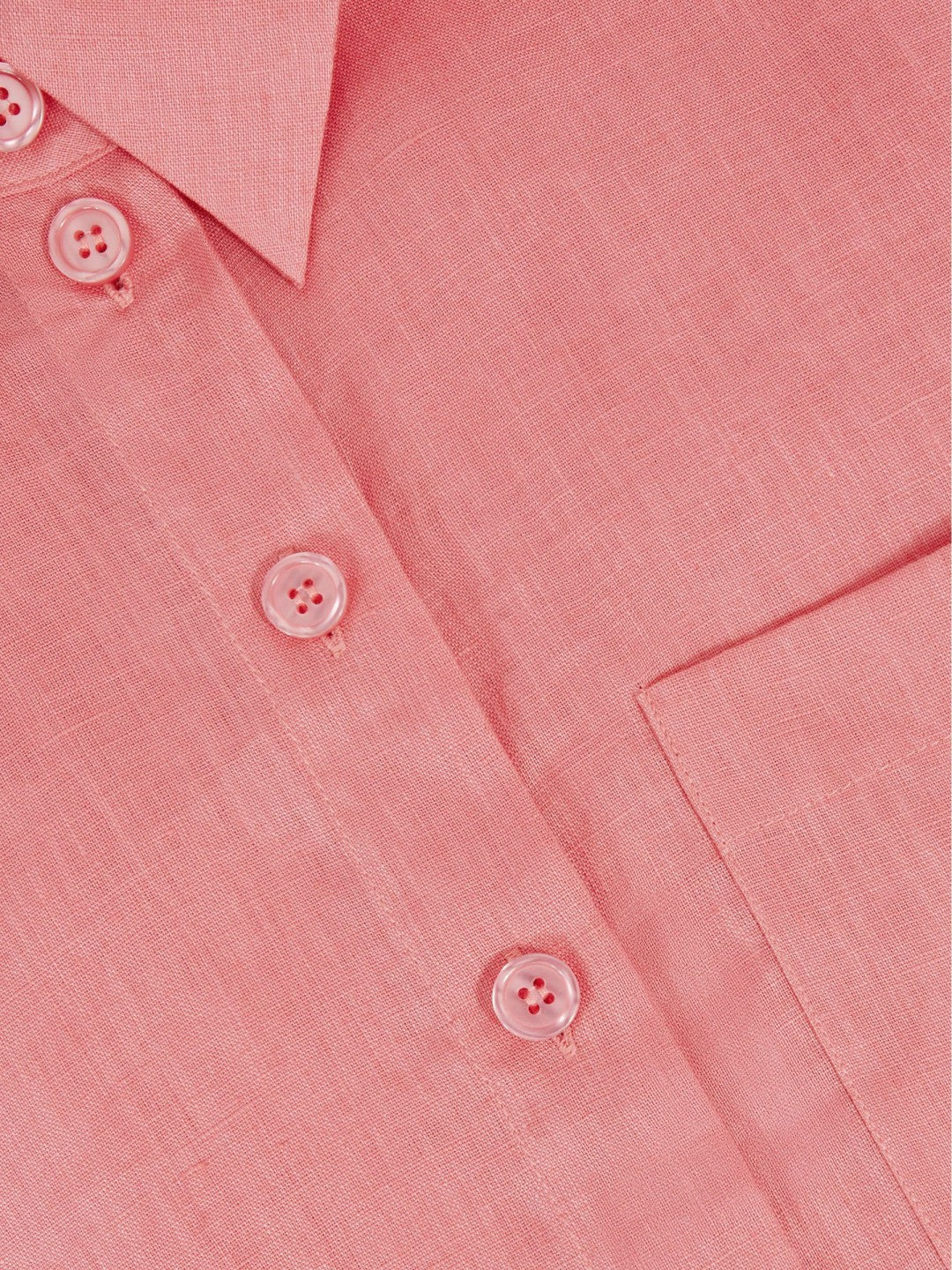Reiss Sale - Oversize Linen Cropped Shirt in Pink