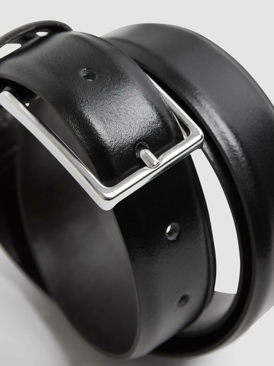 Reiss Smooth Leather Belt in Black