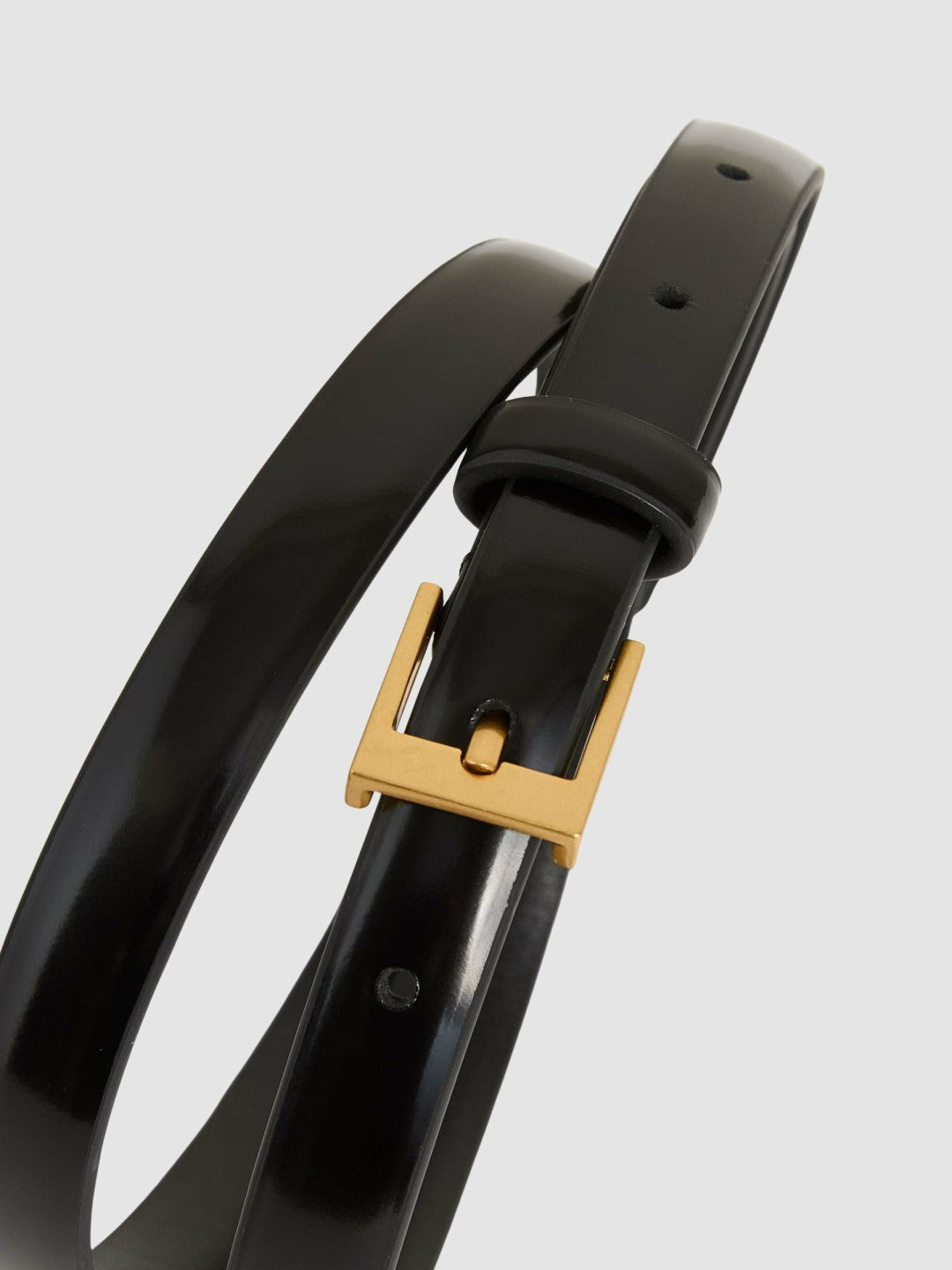 Reiss Sale - Thin Leather Belt in Black