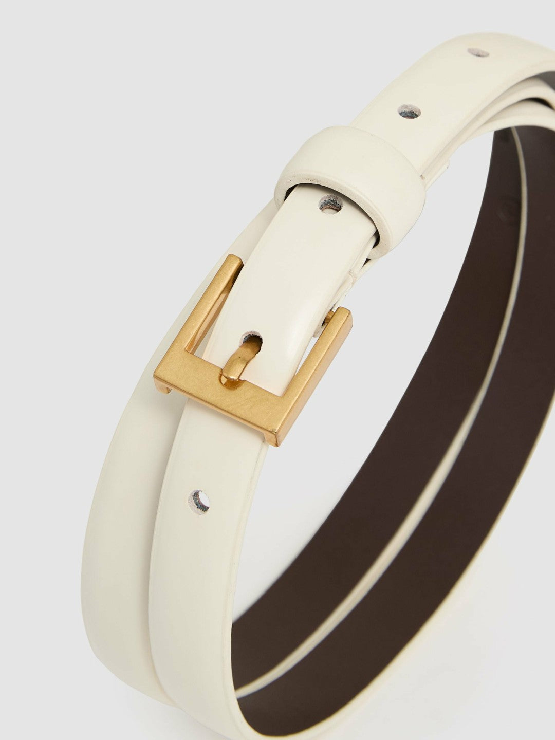Reiss Popular Choice - Thin Leather Belt in Off White