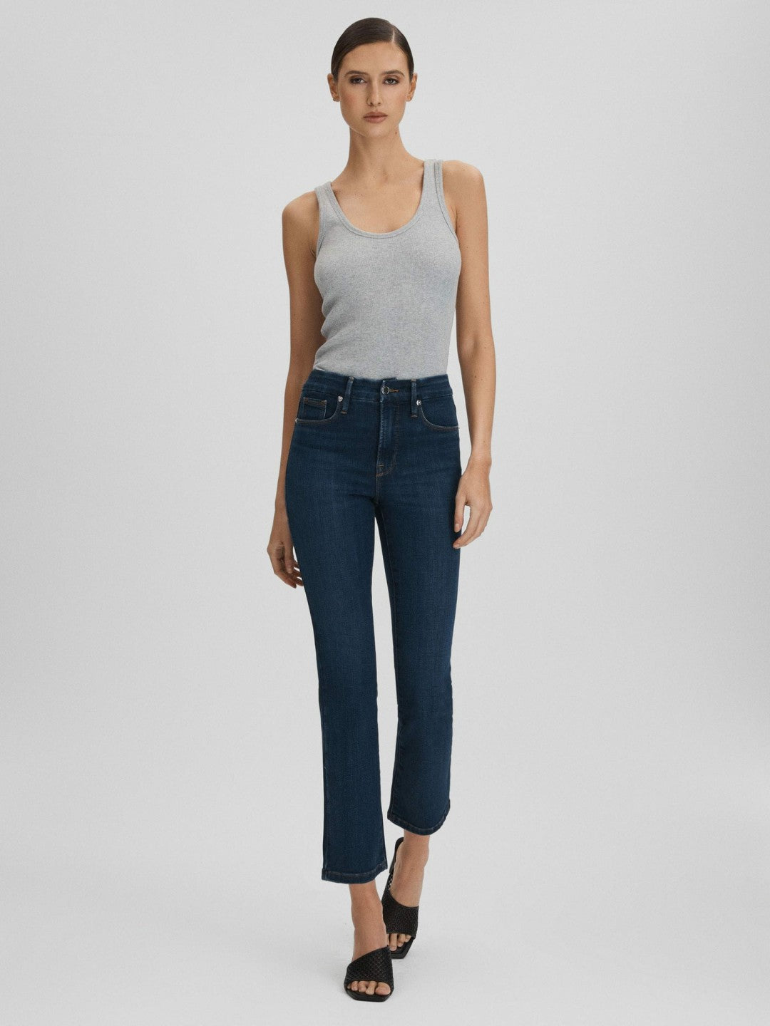 Reiss Good American Slim Fit Cropped Jeans in Blue