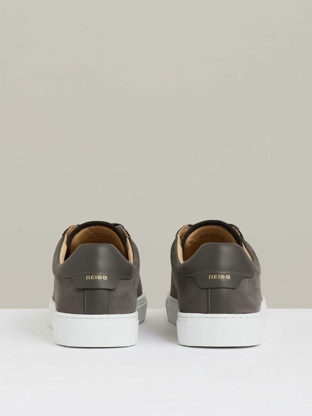 Reiss Nubuck Leather Low-Top Trainers in Grey