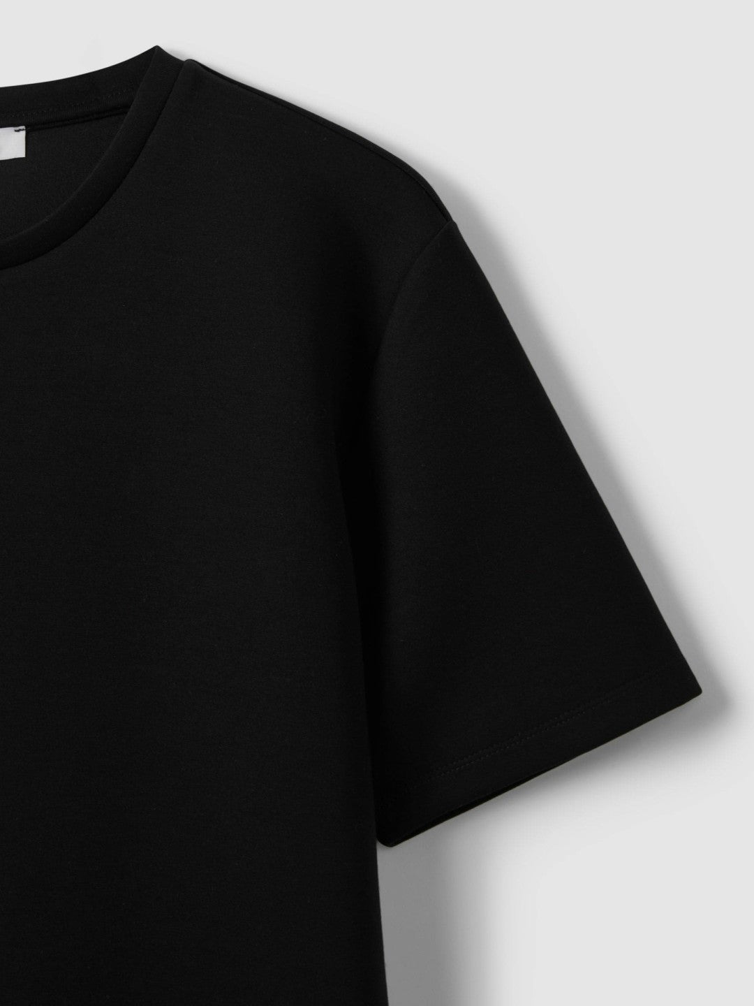 Reiss Interlock Jersey Crew Neck T-Shirt in Black